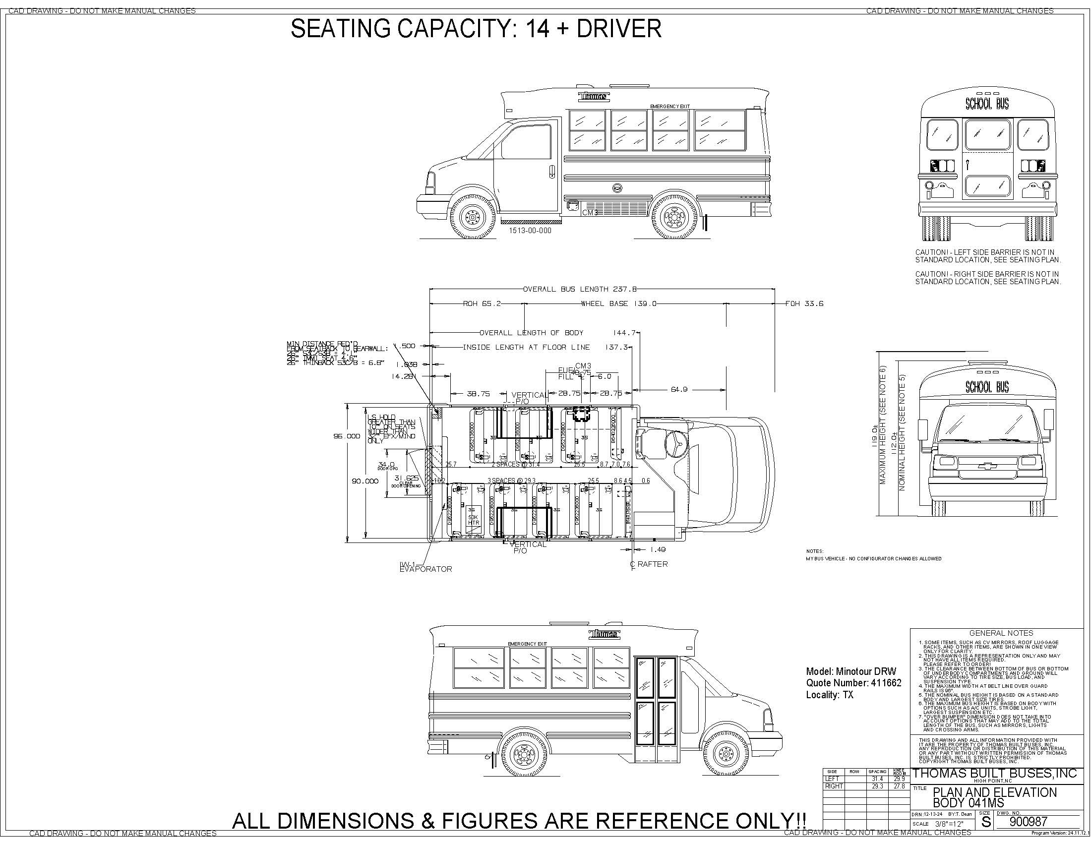 THOMAS BUILT BUSES MINOTOUR - 041MS - DRW SC