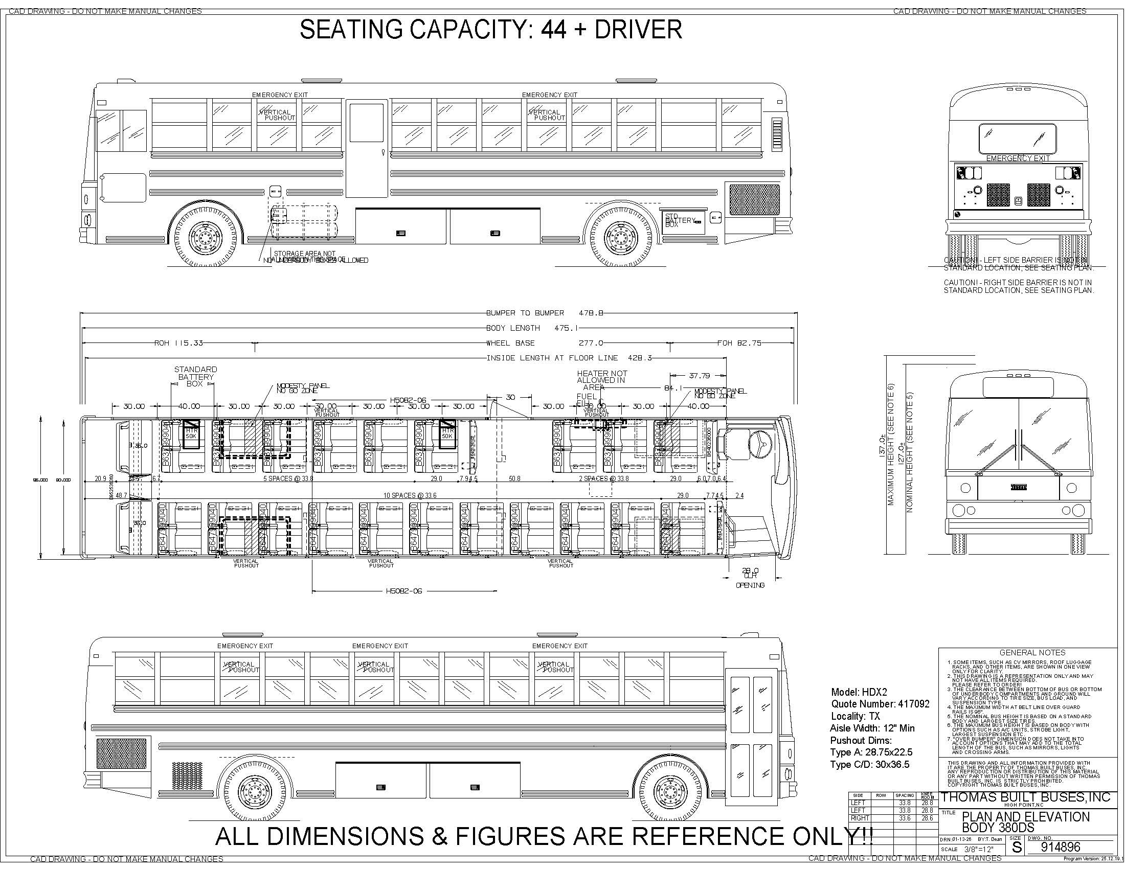 THOMAS BUILT BUSES HDX2 - 380DS - School